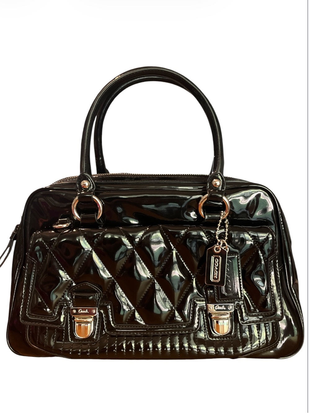 Coach Vintage Poppy Liquid Gloss Quilted Patent Satchel